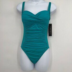 La Blanca Sea Goddess One Piece Sea Glass Aqua Swimsuit Women's 6 NWT